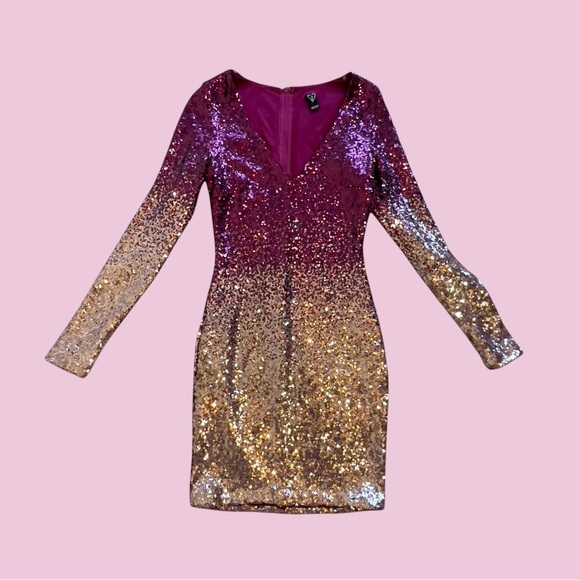 Windsor Ombré Sequin Mini Long Sleeve Dress - Picture 2 of 16